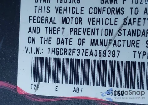 2014 Honda Accord Lx z USA, uszkodzony, nr VIN 1HGCR2F37EA069397